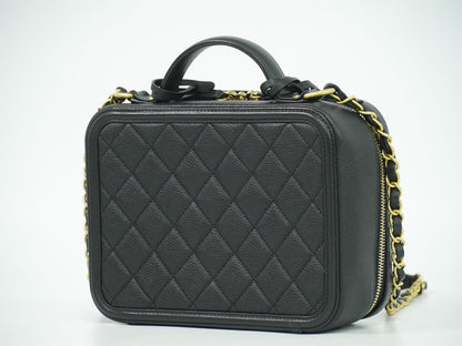 CHANEL CCフィリグリー 2WAY バニティバッグ ショルダーバッグ ブラック