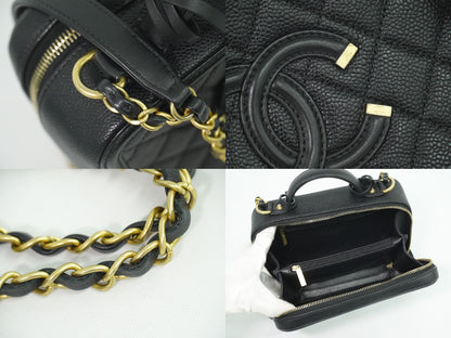 CHANEL CCフィリグリー 2WAY バニティバッグ ショルダーバッグ ブラック
