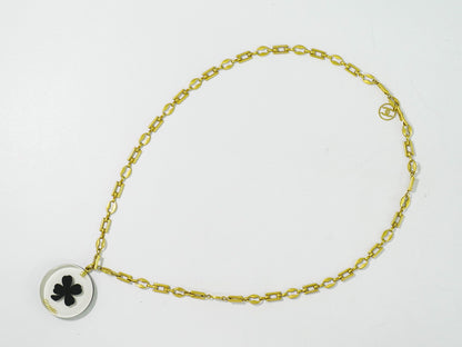 CHANEL クロバー ネックレス プラスチック GP クリア ブラック