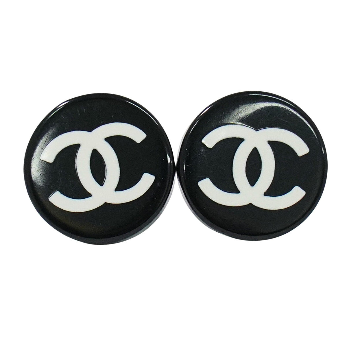 CHANEL ココマーク ピアス プラスチック メタル ブラック ホワイト