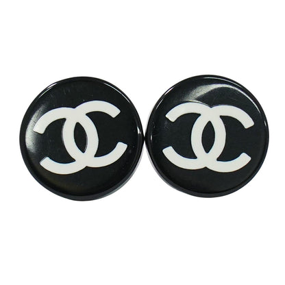 CHANEL ココマーク ピアス プラスチック メタル ブラック ホワイト