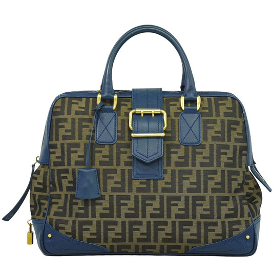 FENDI ズッカ ハンドバッグ ブラウン ブルー 8BN069