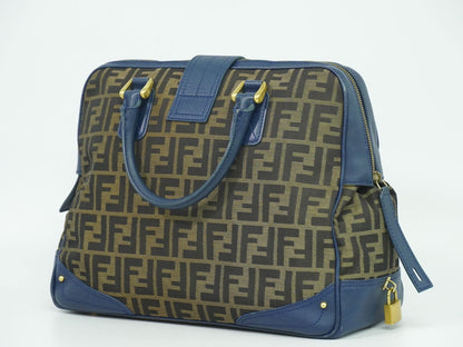 FENDI ズッカ ハンドバッグ ブラウン ブルー 8BN069