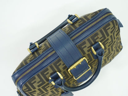 FENDI ズッカ ハンドバッグ ブラウン ブルー 8BN069