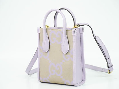 GUCCI ジャンボGG 2WAY ショルダーバッグ パープル ベージュ 671623