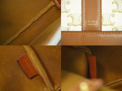CELINE トリオンフ スモール バケット ショルダーバッグ ホワイト ブラウン