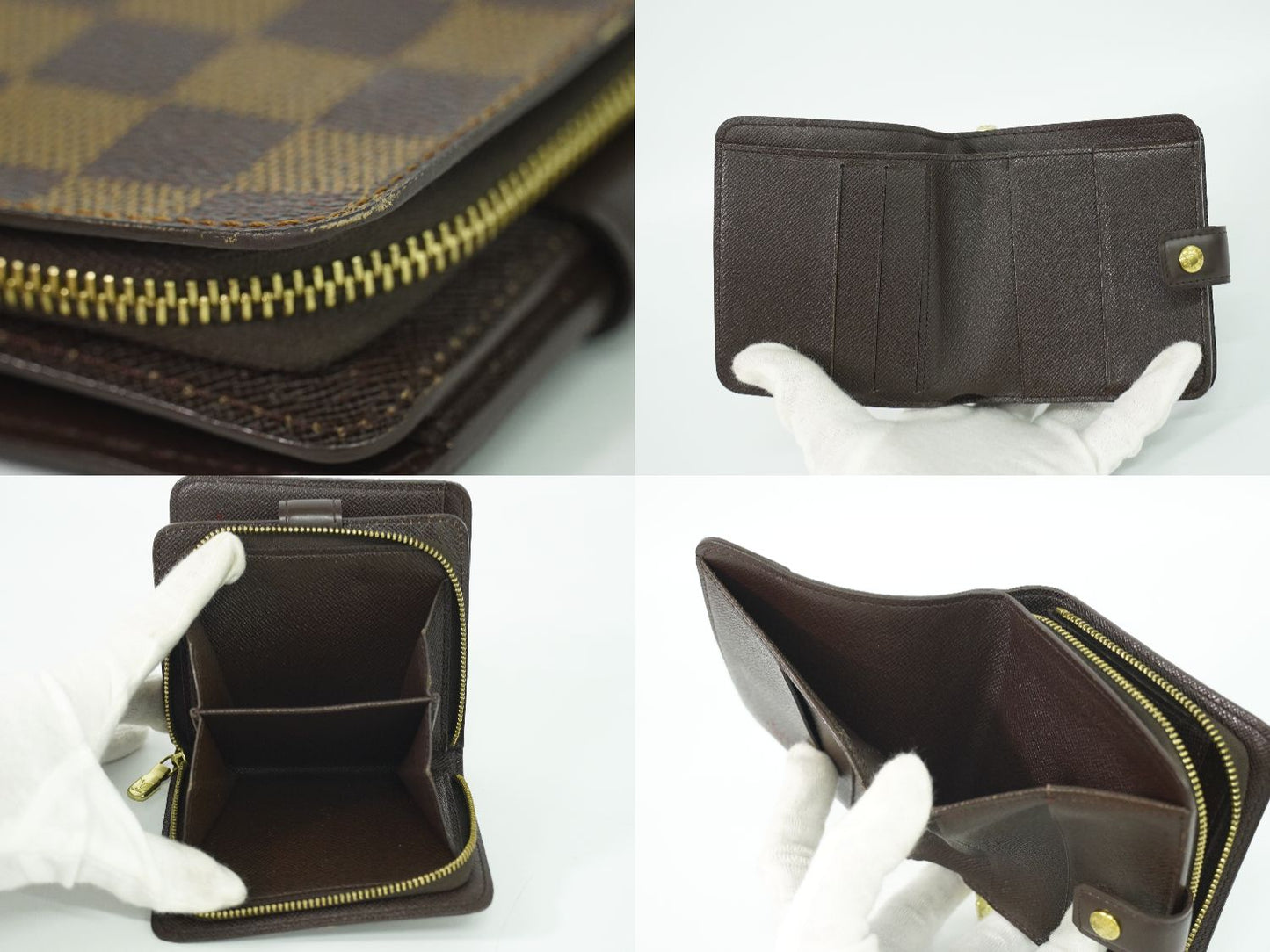 LOUIS VUITTON コンパクト ジップ ダミエ エベヌ 折財布 N61668