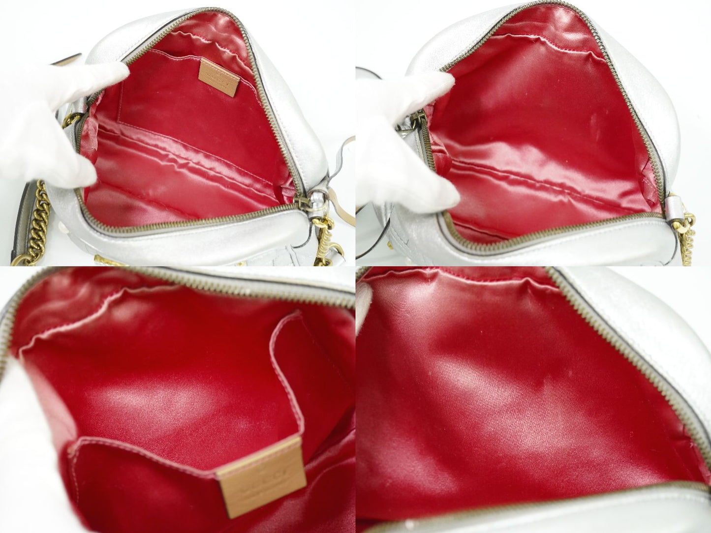 GUCCI GGマーモント ショルダーバッグ シルバー 447632