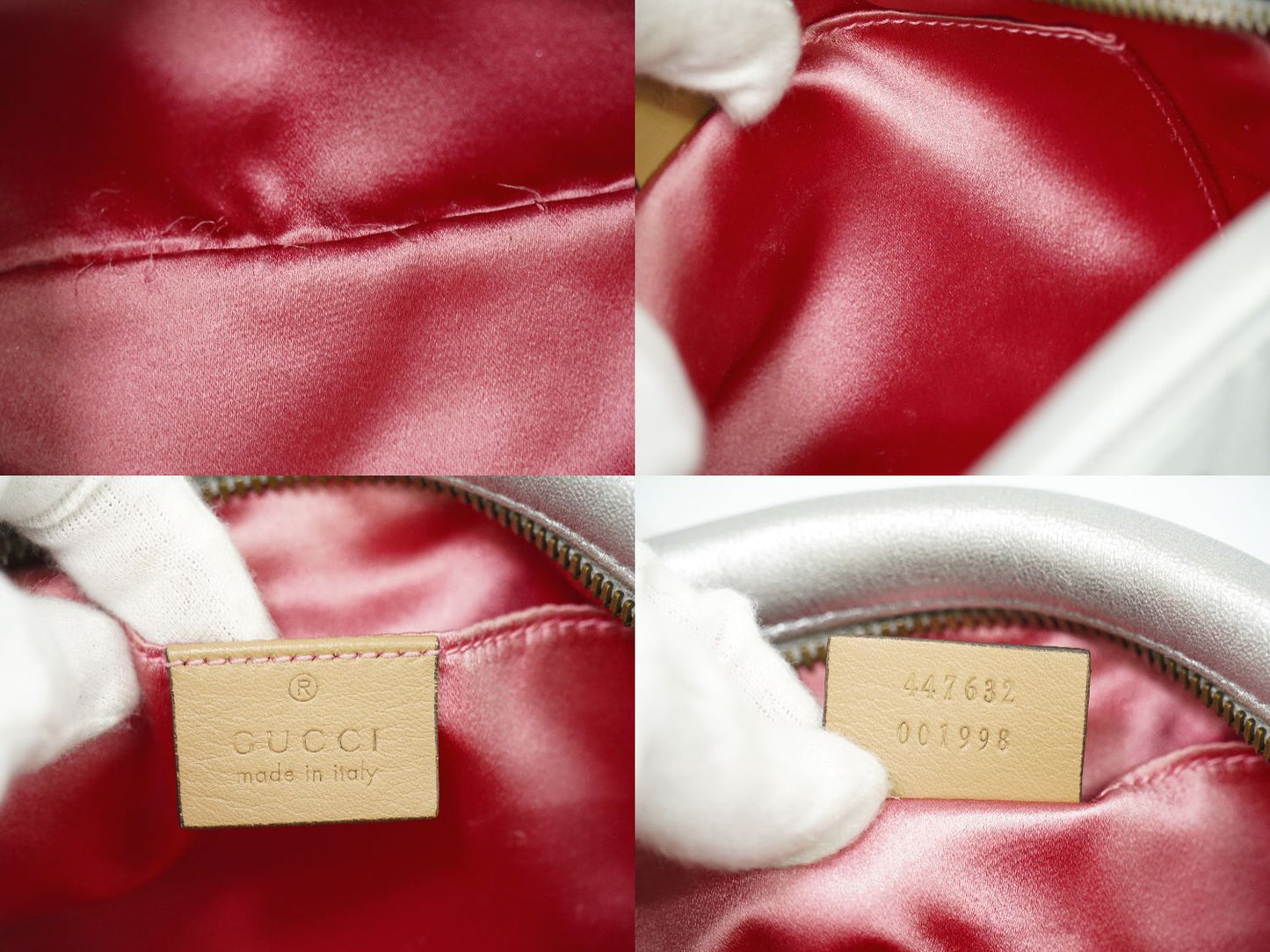 GUCCI GGマーモント ショルダーバッグ シルバー 447632