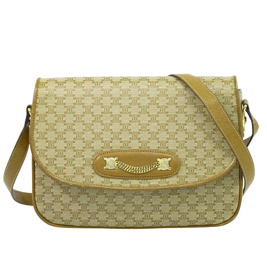 CELINE マカダム ショルダーバッグ ベージュ