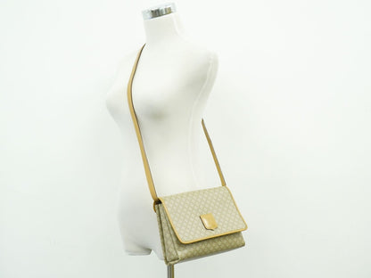 CELINE マカダム ショルダーバッグ ベージュ