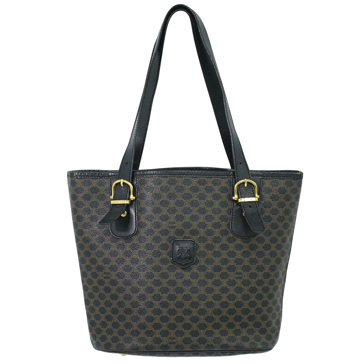 CELINE マカダム ショルダーバッグ ブラック ブラウン