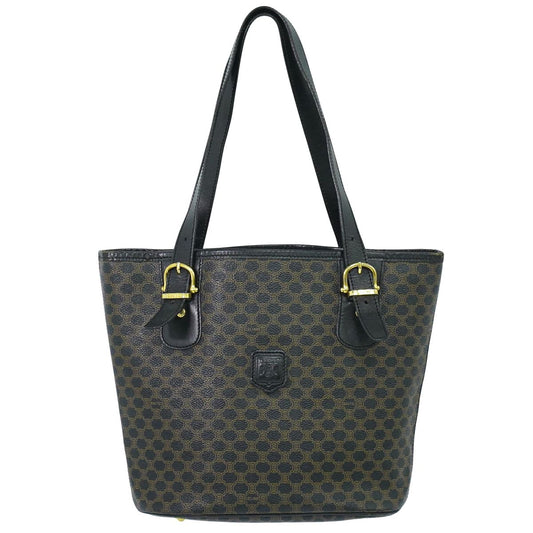 CELINE マカダム ショルダーバッグ ブラック ブラウン