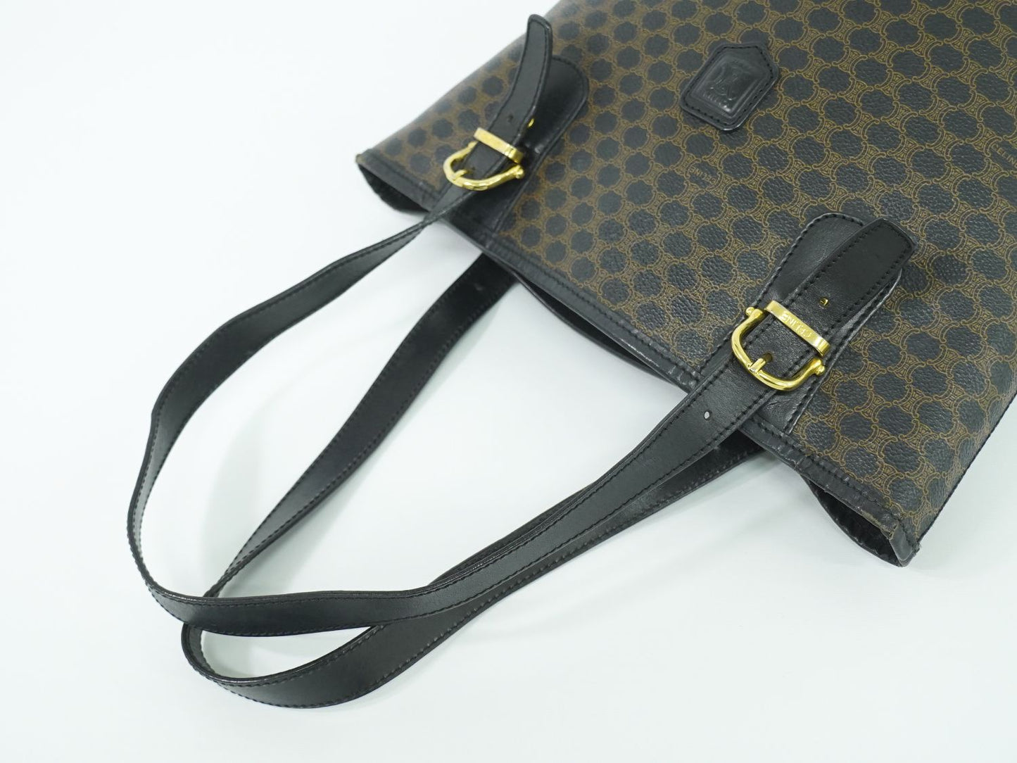 CELINE マカダム ショルダーバッグ ブラック ブラウン