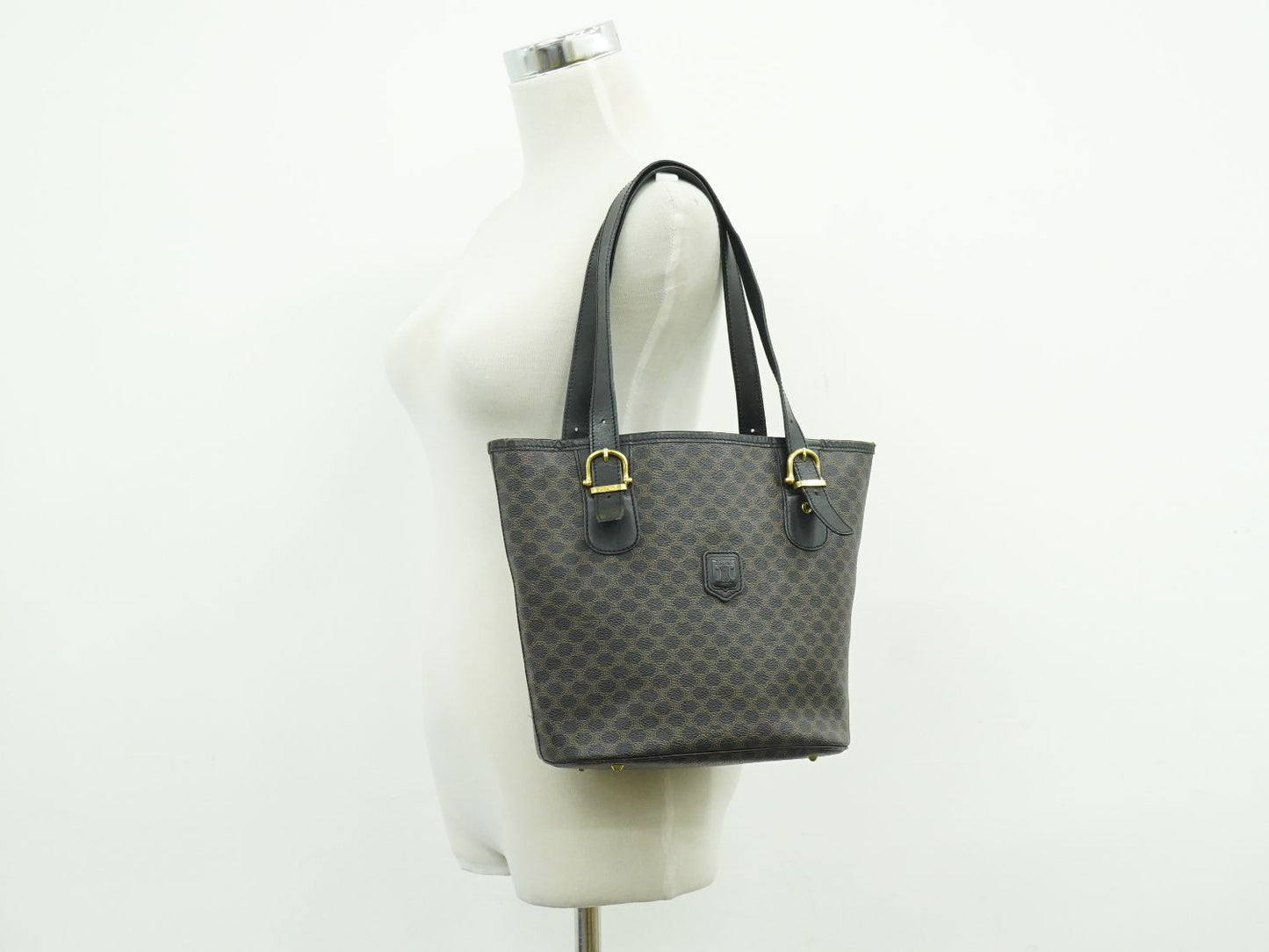 CELINE マカダム ショルダーバッグ ブラック ブラウン