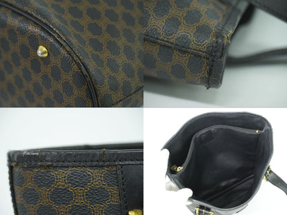 CELINE マカダム ショルダーバッグ ブラック ブラウン