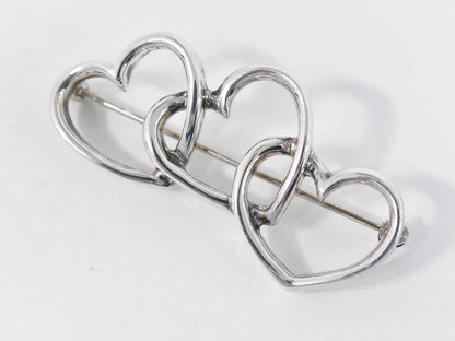TIFFANY & Co. トリプルハート 925 ブローチ シルバー