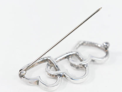 TIFFANY & Co. トリプルハート 925 ブローチ シルバー