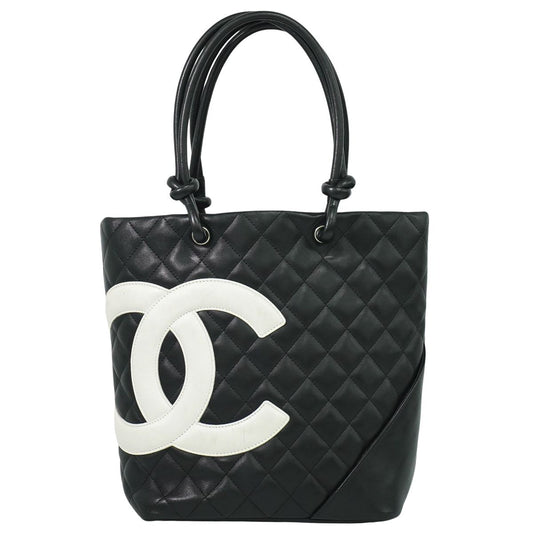 CHANEL ココマーク カンボンライン トートバッグ ブラック ホワイト