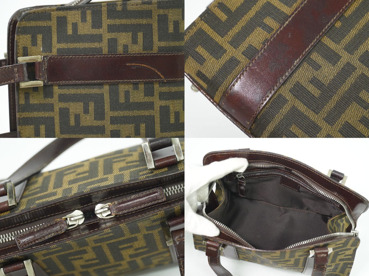 FENDI ズッカ ハンドバッグ ブラウン
