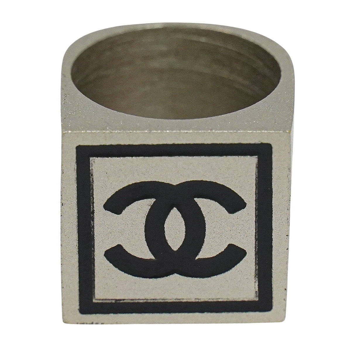 CHANEL ココマーク スクエア リング 15号 メタル ブラック