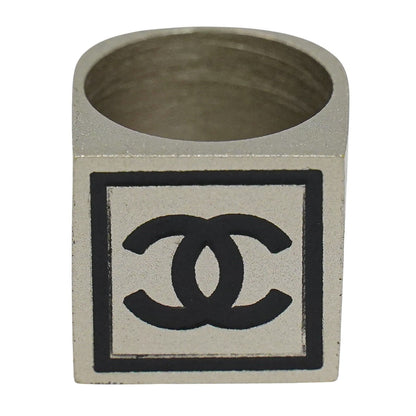 CHANEL ココマーク スクエア リング 15号 メタル ブラック
