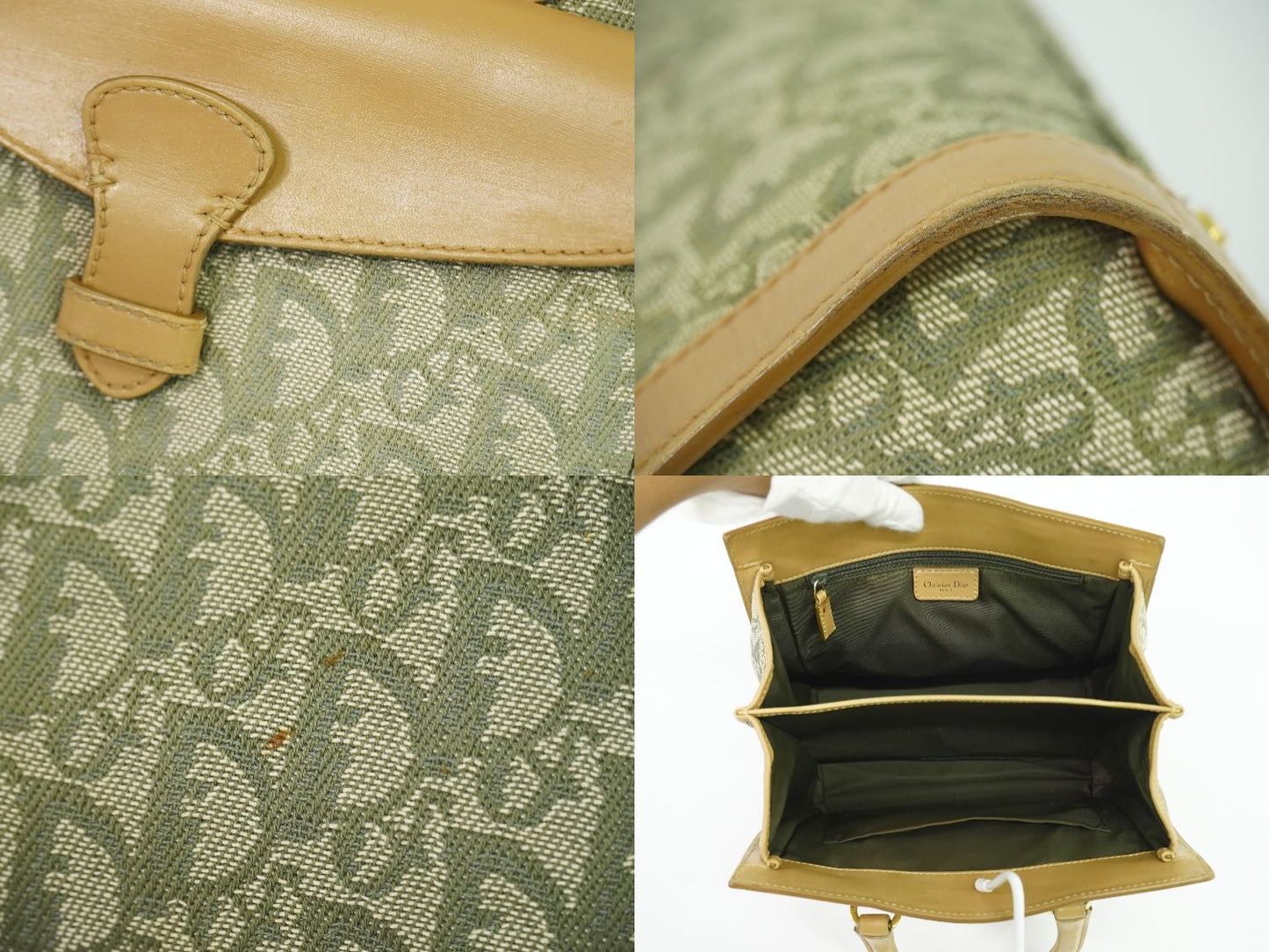 Christian Dior トロッター ハンドバッグ カーキ ベージュ