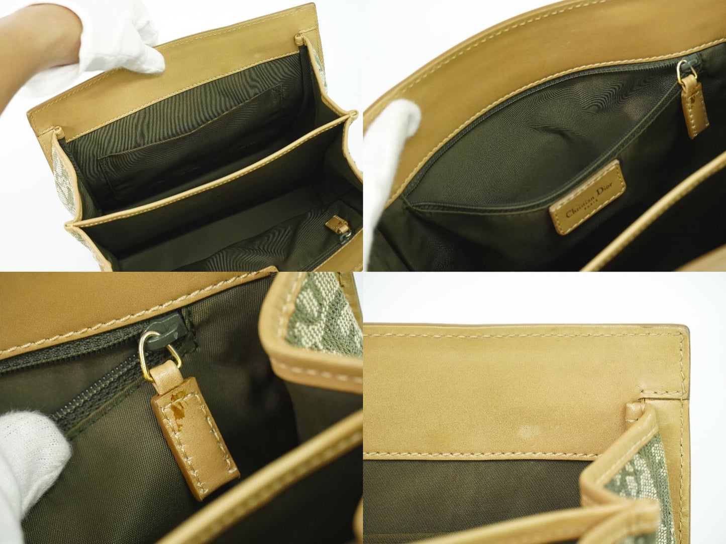 Christian Dior トロッター ハンドバッグ カーキ ベージュ