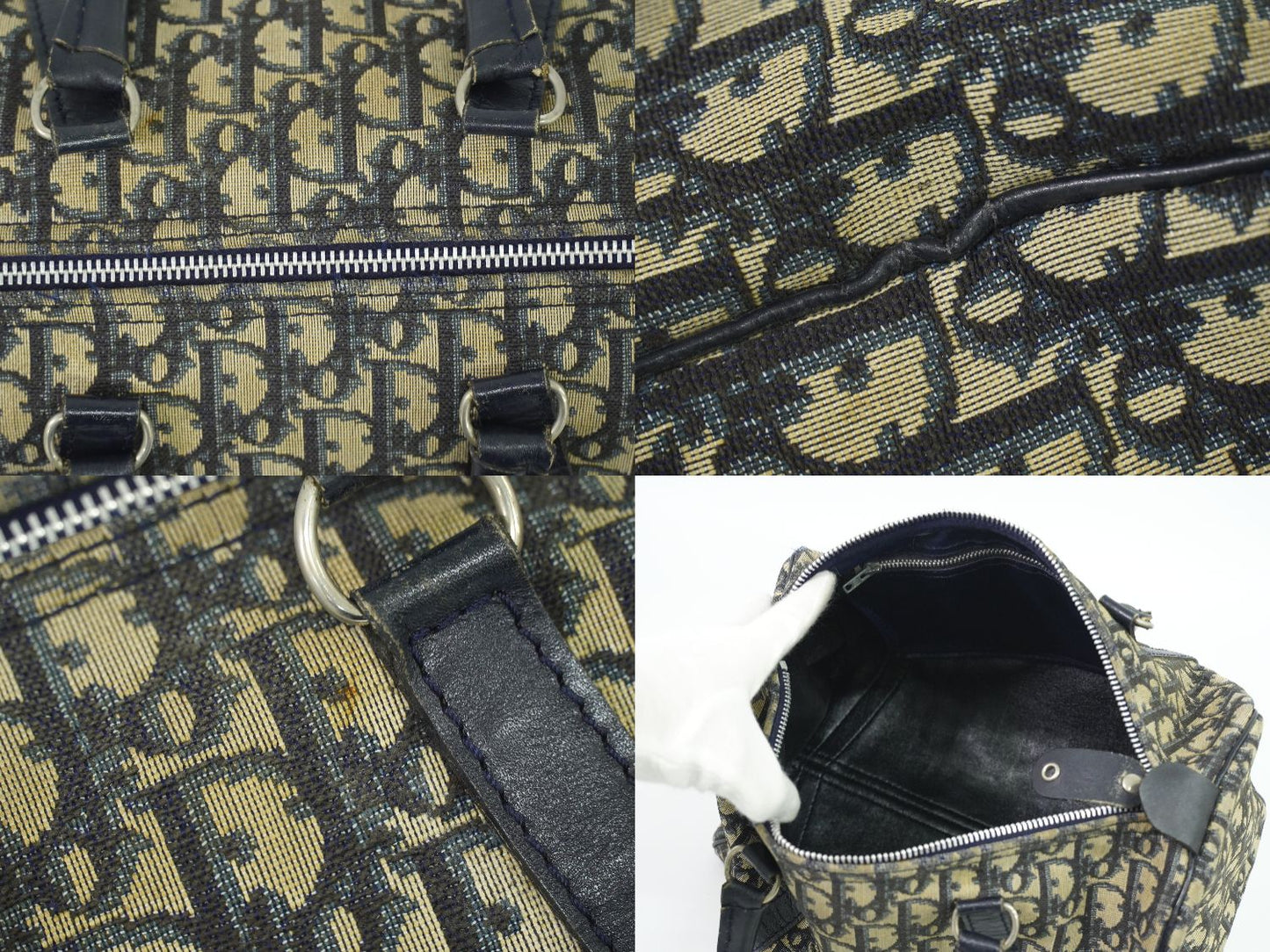 Christian Dior トロッター ミニ ボストンバッグ ネイビー