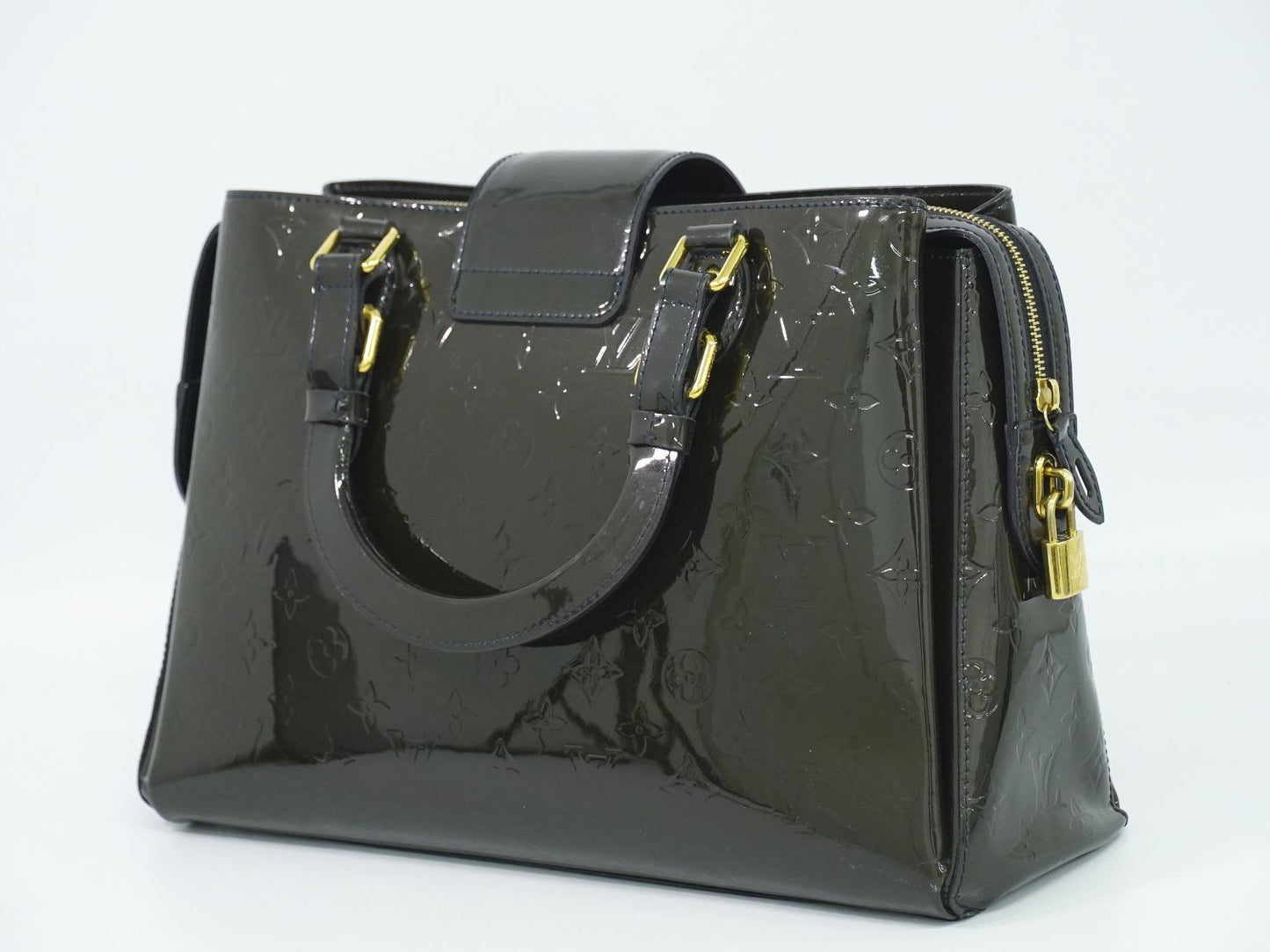LOUIS VUITTON メルローズアベニュー ヴェルニ レザー ハンドバッグ ブルーニュイ M93756