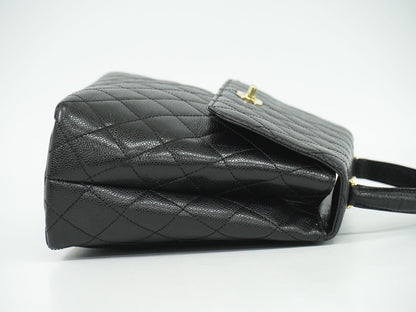 CHANEL ココマーク マトラッセ ハンドバッグ ブラック