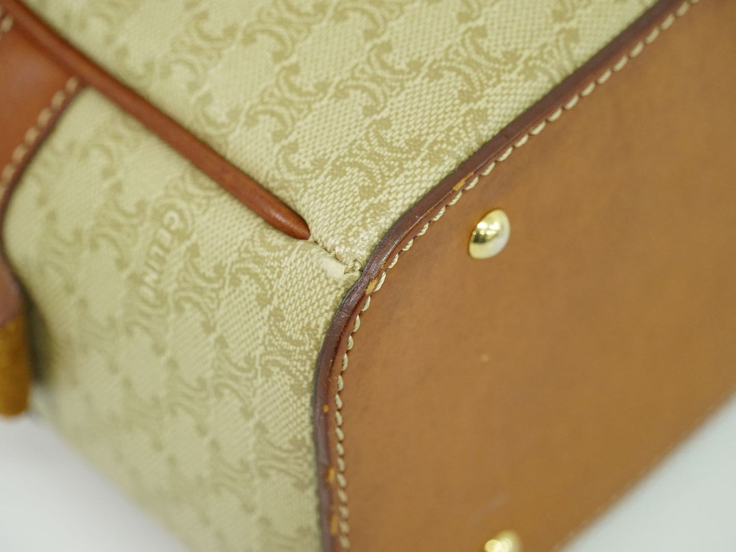 CELINE マカダム ハンドバッグ ベージュ