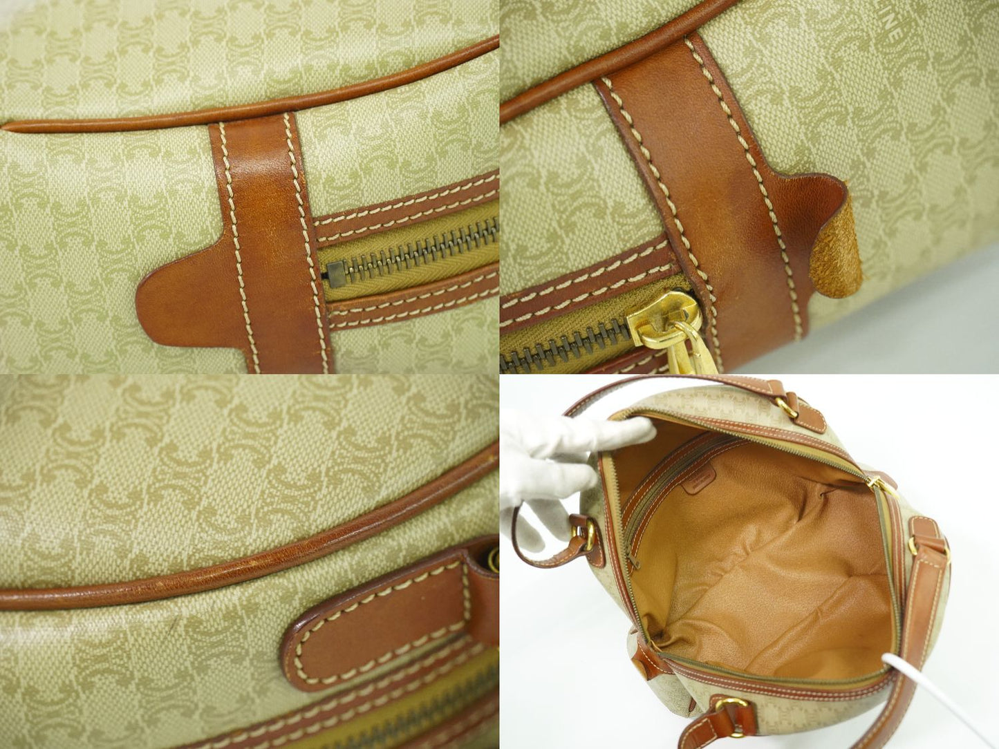 CELINE マカダム ハンドバッグ ベージュ