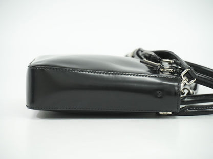 PRADA スモール ブラッシュドレザー トート 2WAY ショルダーバッグ ブラック
