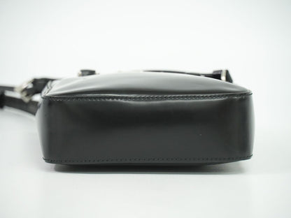 PRADA スモール ブラッシュドレザー トート 2WAY ショルダーバッグ ブラック