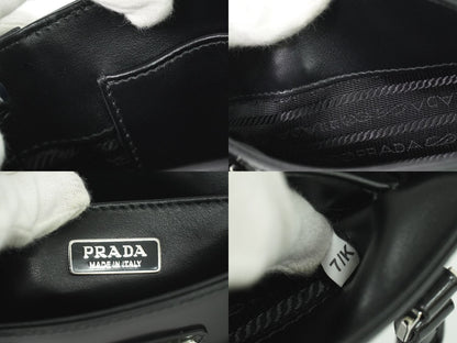 PRADA スモール ブラッシュドレザー トート 2WAY ショルダーバッグ ブラック