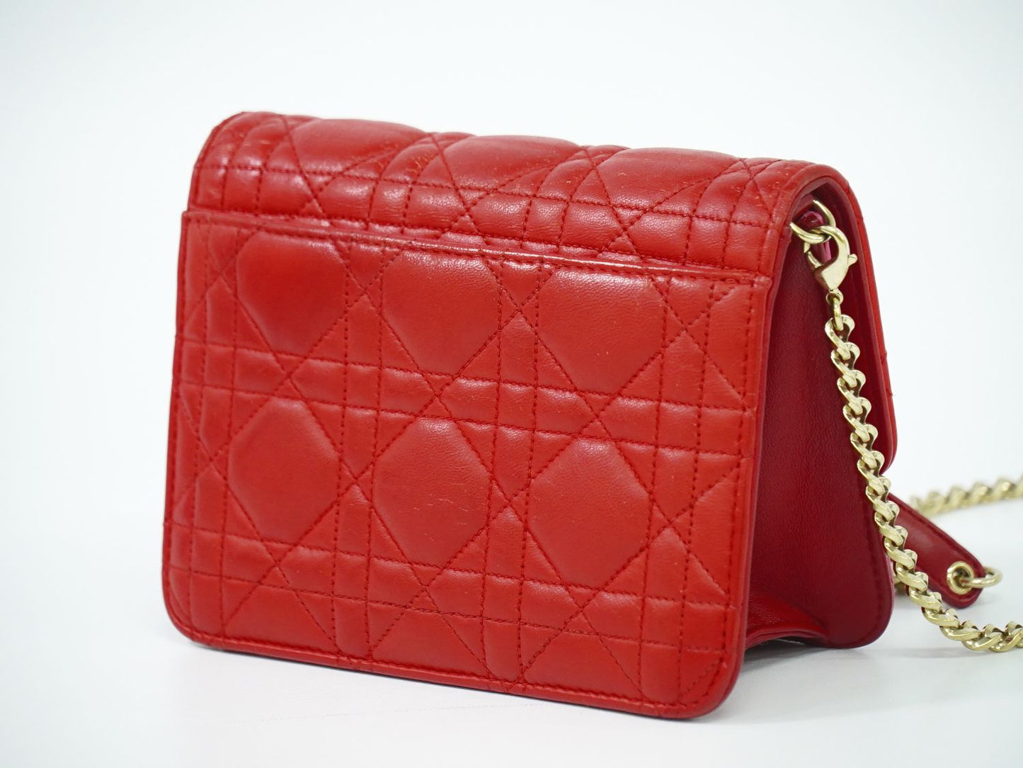 Christian Dior カナージュ ショルダーバッグ レッド ピンク