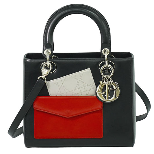 Christian Dior レディディオール 2WAY ショルダーバッグ ブラック レッド グレー