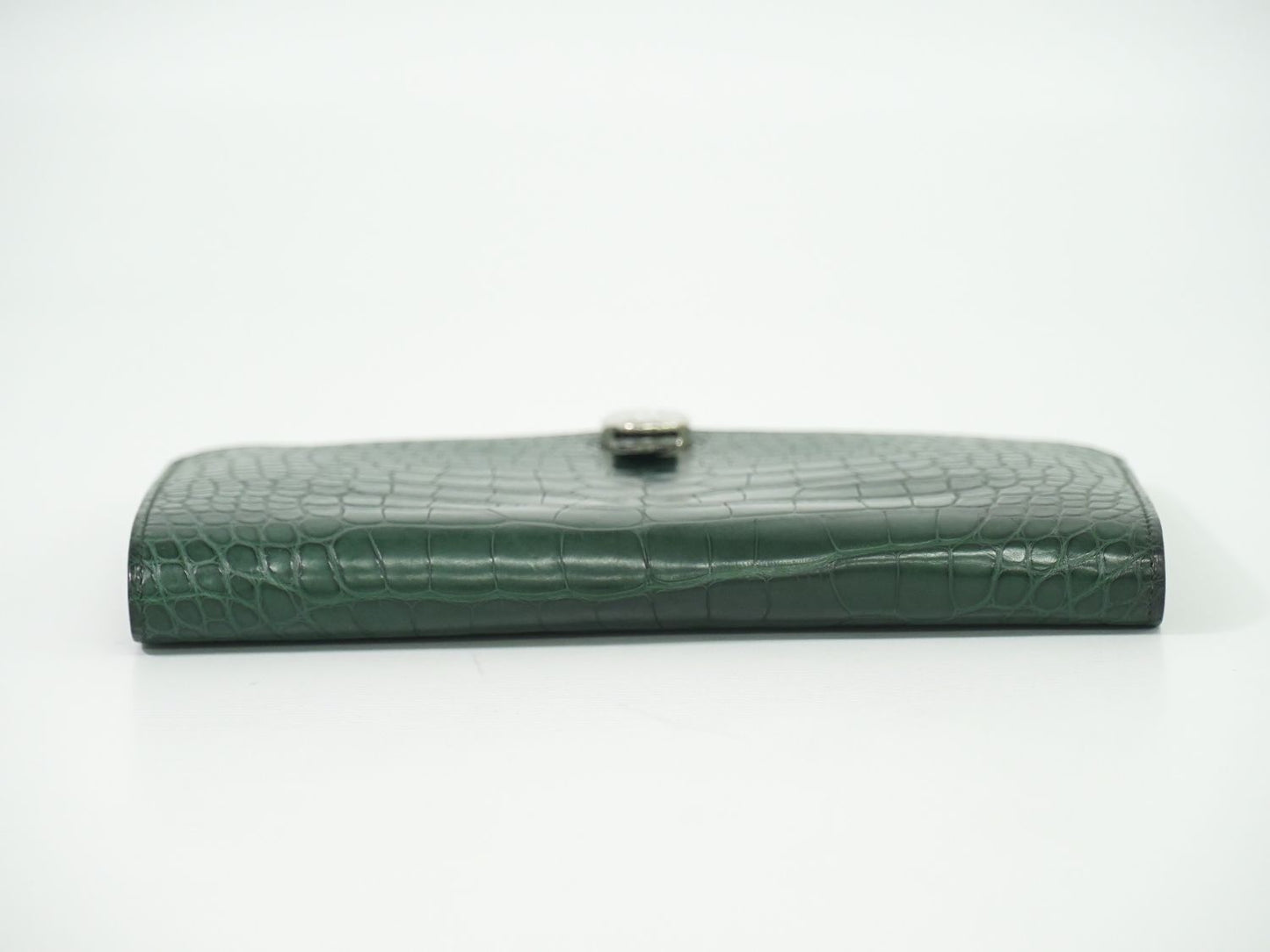 HERMES ドゴン GM アリゲーター レザー 長財布 T刻 グリーン