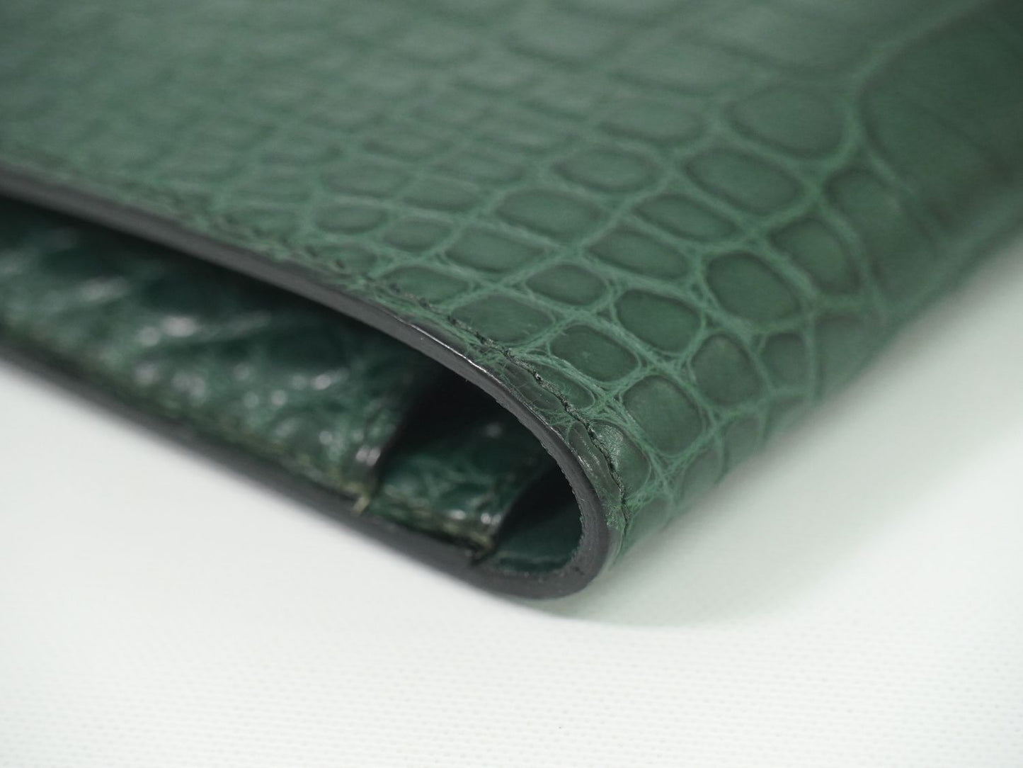 HERMES ドゴン GM アリゲーター レザー 長財布 T刻 グリーン