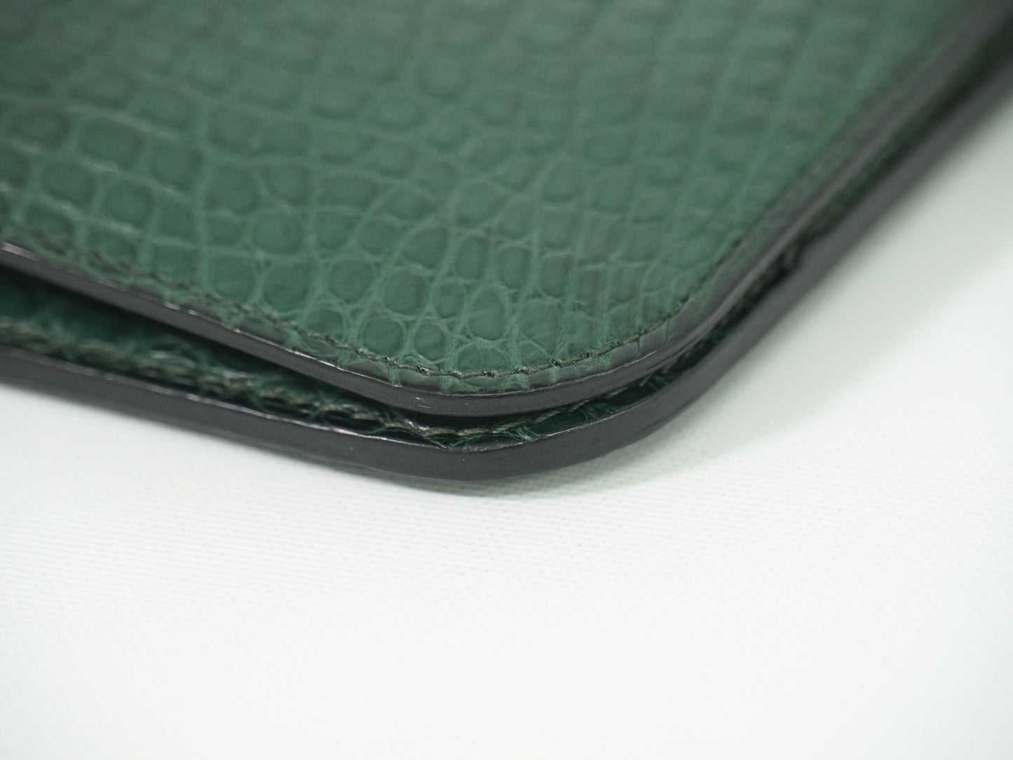 HERMES ドゴン GM アリゲーター レザー 長財布 T刻 グリーン