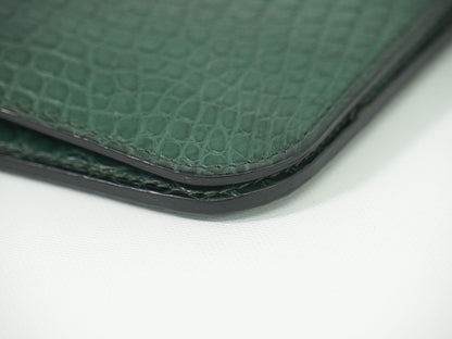 HERMES ドゴン GM アリゲーター レザー 長財布 T刻 グリーン