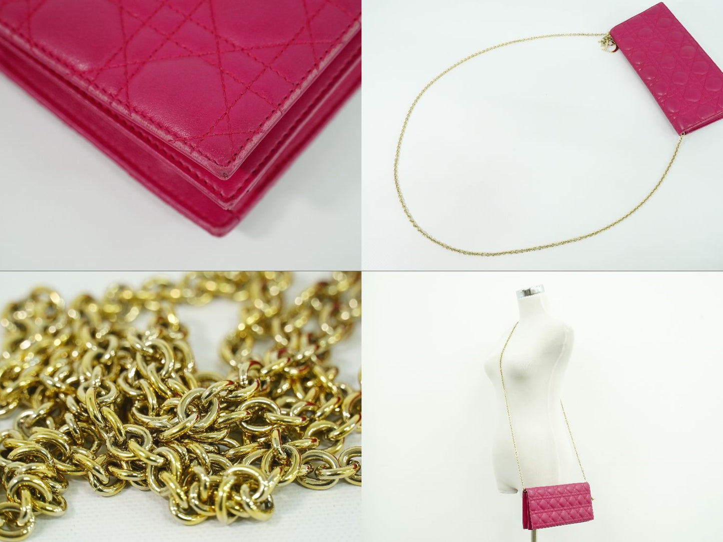 Christian Dior レディディオール カナージュ ショルダーバッグ ピンク