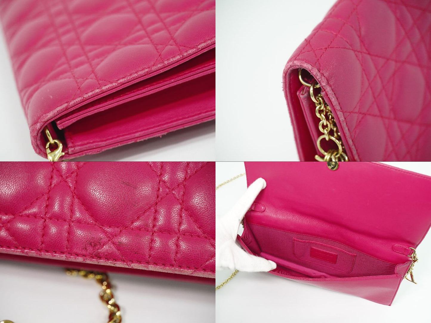 Christian Dior レディディオール カナージュ ショルダーバッグ ピンク