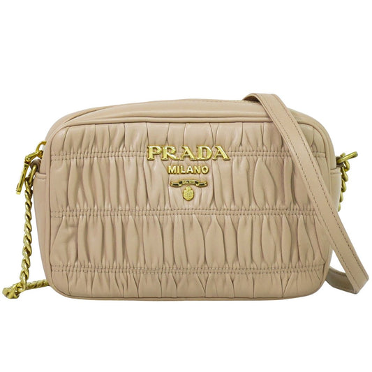 PRADA ナッパゴーフル ショルダーバッグ ピンクベージュ