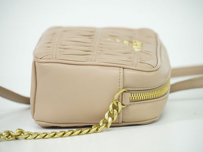 PRADA ナッパゴーフル ショルダーバッグ ピンクベージュ