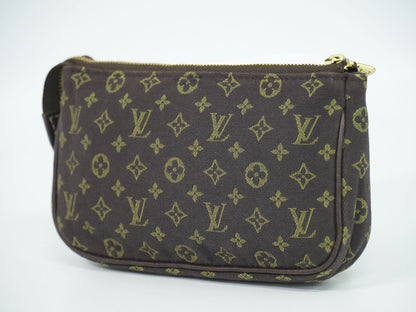 LOUIS VUITTON バケット モノグラム ミニラン 付属ポーチ エベヌ ブラウン