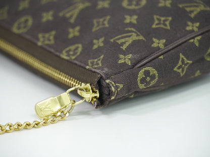 LOUIS VUITTON バケット モノグラム ミニラン 付属ポーチ エベヌ ブラウン