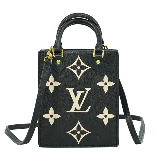 LOUIS VUITTON プティット サックプラ モノグラム アンプラントレザー 2WAY ショルダーバッグ ブラック M57937