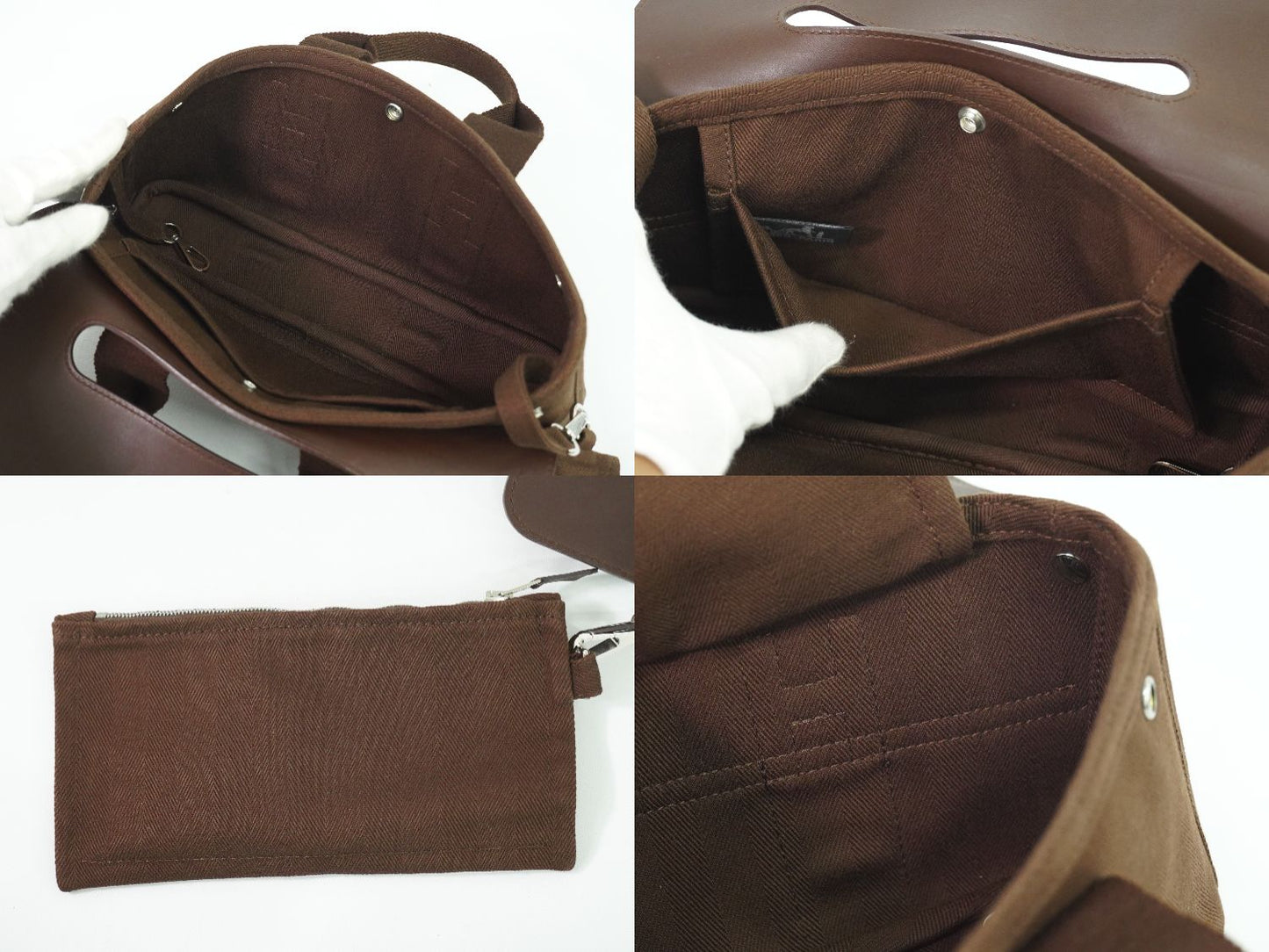 HERMES ヴァルパライソ ロング PM ハンドバッグ ブラウン